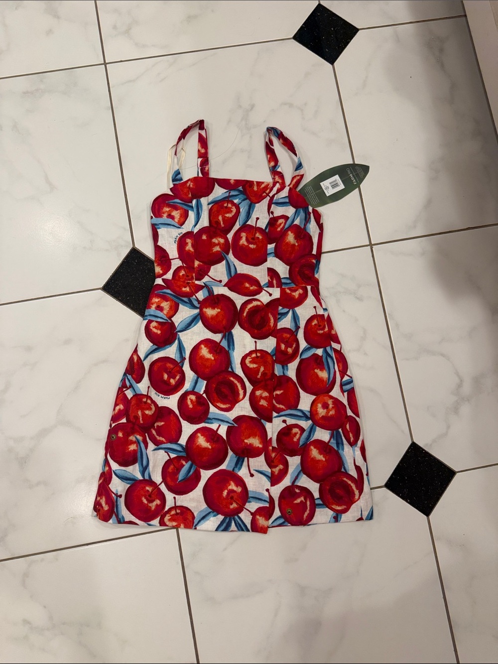 FARM Rio Red Cherry Print Strap Dress